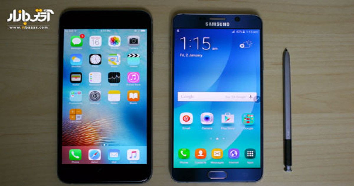 گوشی موبایل Galaxy Note 5 و iPhone 6S Plus