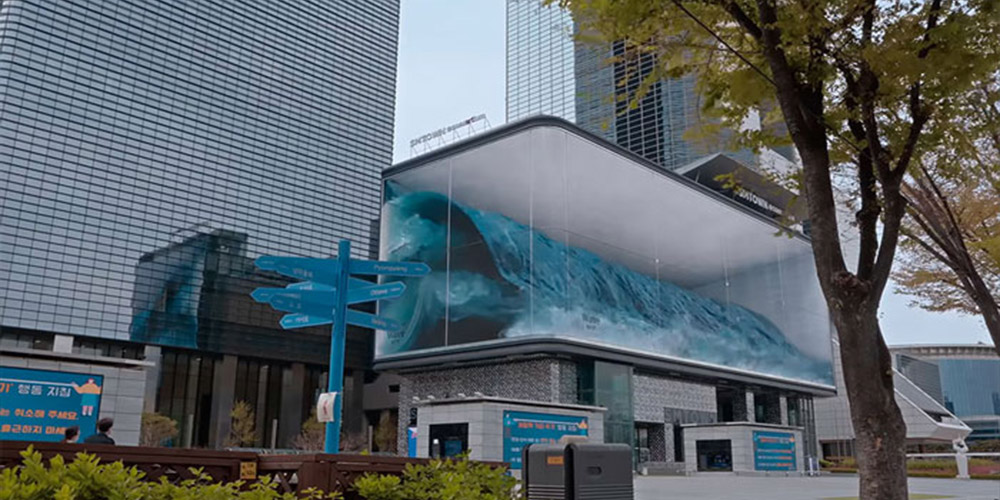 نمایش یک موج عظیم در بزرگترین صفحه نمایش ال ای دی در سئول