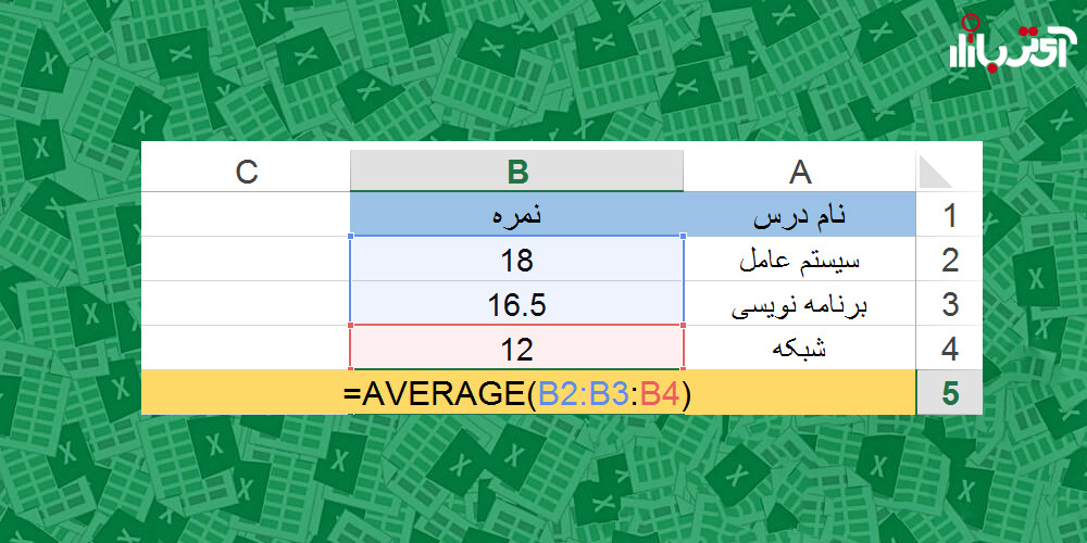 محاسبه میانگین در اکسل