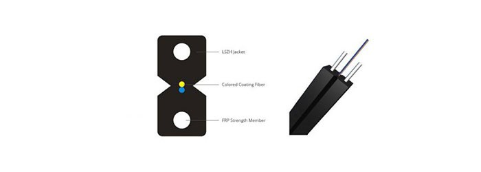 کابل دراپ فیبر نوری 2 کور 2 مهار FTTH LSZH نیرا