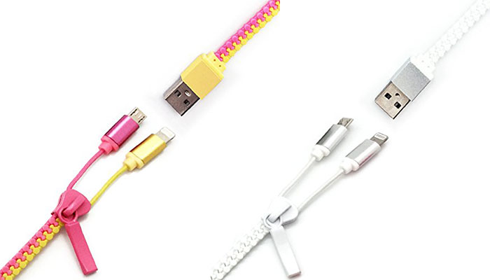 کابل مبدل زیپر Micro USB and Lightning to USB