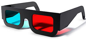 عینک سه بعدی با طلق قرمز و آبی