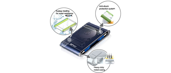 هارد اکسترنال 500 گیگابایت سیلیکون پاور Armor A80 USB3.1