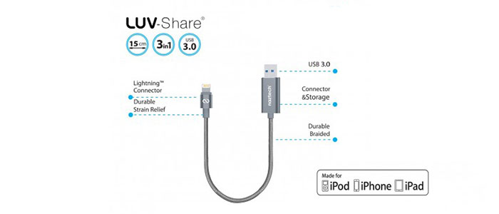 فلش مموری با کابل لایتنینگ نزتک LUV-Share 16GB