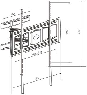 ابعاد پایه LCD/LED مدل TWM-255