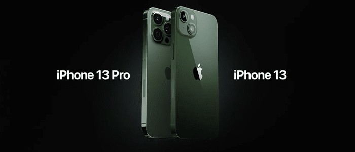 گوشی اپل آیفون 13 پرو در کنار آیفون 13 سبز