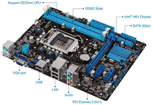 مادربرد ایسوس Asus H61M-E