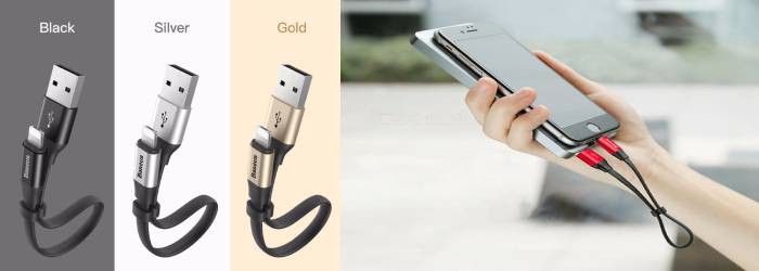 کابل شارژر لایتنینگ بیسوس 23 سانتیمتری 2in1 Portable