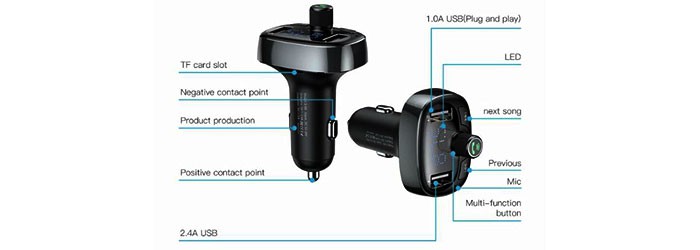 شارژر فندکی و پخش کننده بلوتوث Baseus CCTM-01