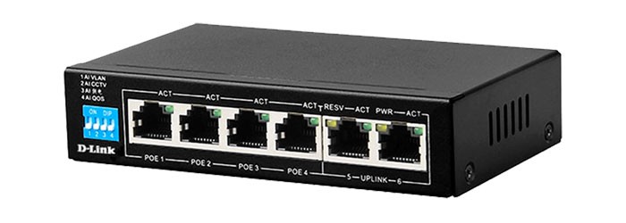 &nbsp;سوئیچ شبکه PoE دی لینک 6 پورت غیر مدیریتی DES-F1006P-E&nbsp;