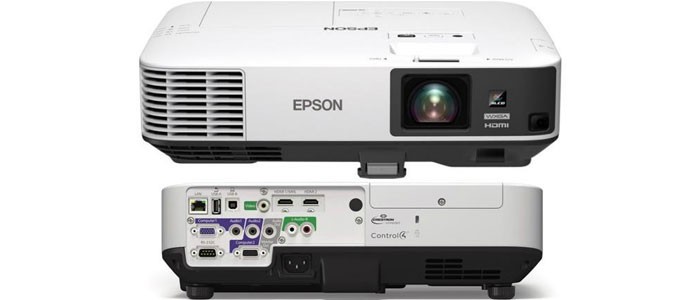 ویدئو پروژکتور Epson مدل EB-2155W ، در ابعاد 101 × 291 × 377 ميلي متر و وزن 4.3 کیلوگرم