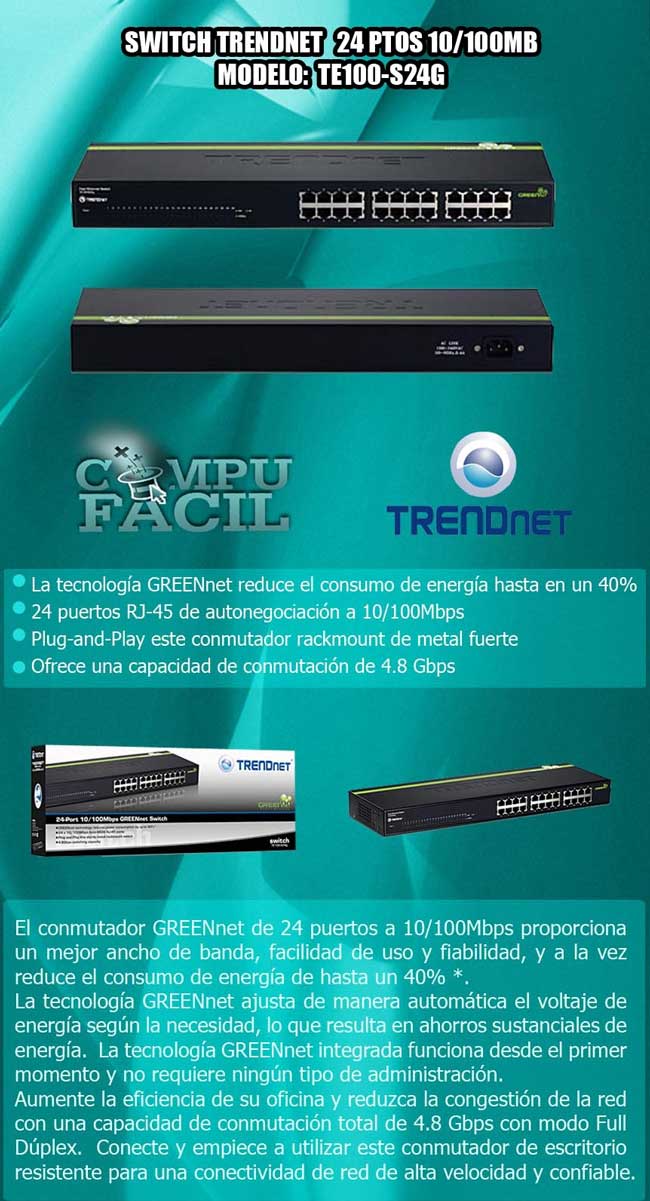 سوئیچ 24 پورت ترندنت Trendnet TE100-S24g