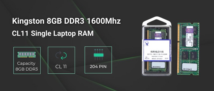 رم لپ تاپ کینگستون 8GB DDR3 1600Mhz CL11