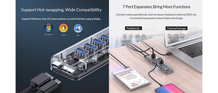 هاب یو اس بی 3 اوریکو F7U 7 Port