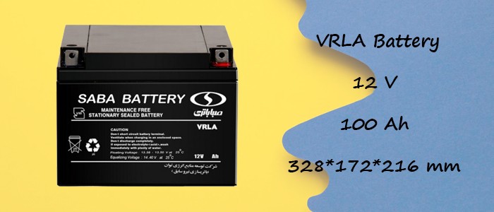 نمای رو به رو باتری سیلد اسید صبا باتری 12V 100Ah