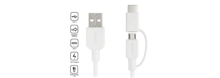  کابل تبدیل USB به USB-C/microUSB سونی 1 متری CP-ABC150