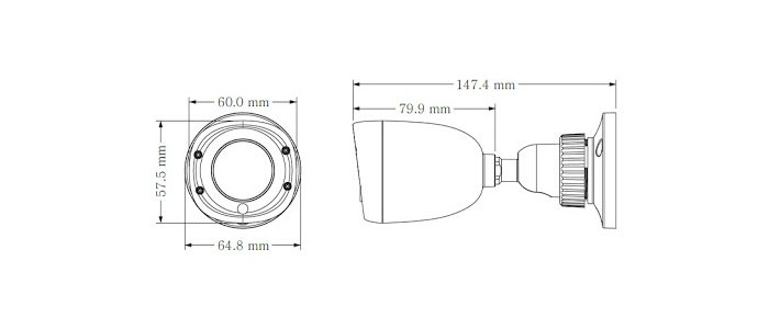 ابعاد دوربین مداربسته آنالوگ بولت TVT TD-7420AS1L D/IR1