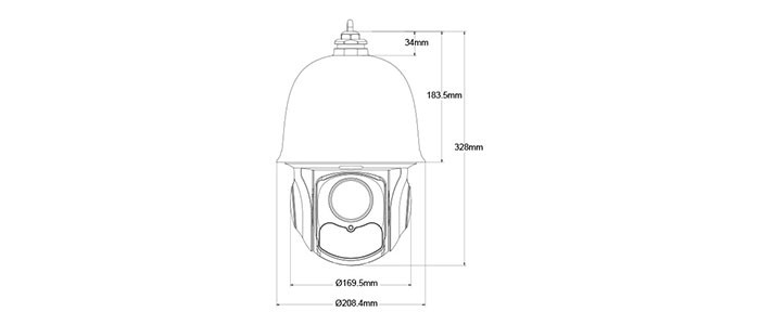 ابعاد دوربین مداربسته اسپید دام TVT TD-8523IE 20M/AR15