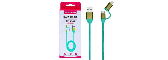 کابل تبدیل USB به microUSB و لایتنینگ تسکو 1 متری A101