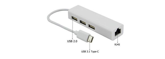 مبدل USB-C به LAN و هاب USB مدل 037